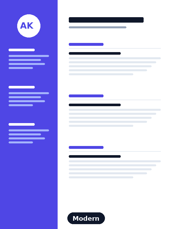 modern resume template preview